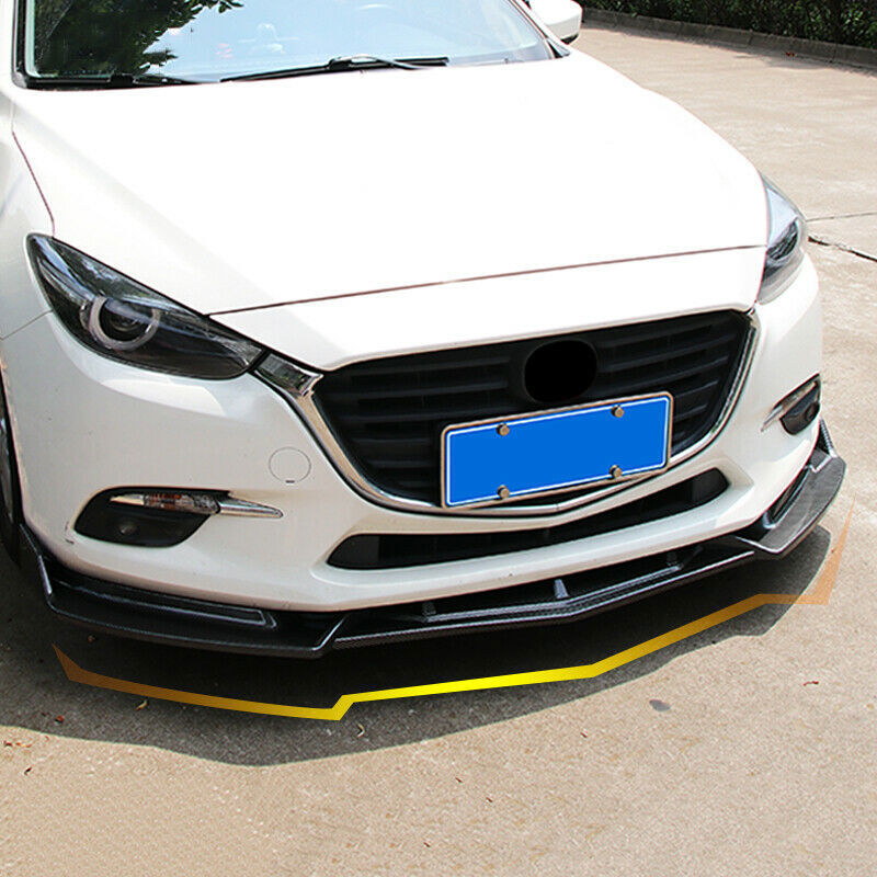 Carbon Fiber Front Bumper Lip Chin Spoiler Body 3pcs for Mazda 3 Axela 2014-2018