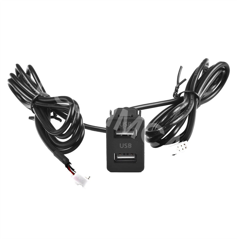 Car Dual USB Port Panel 4 Pin 6 Pin Dash Flush Mount Extension Cable Adapter
