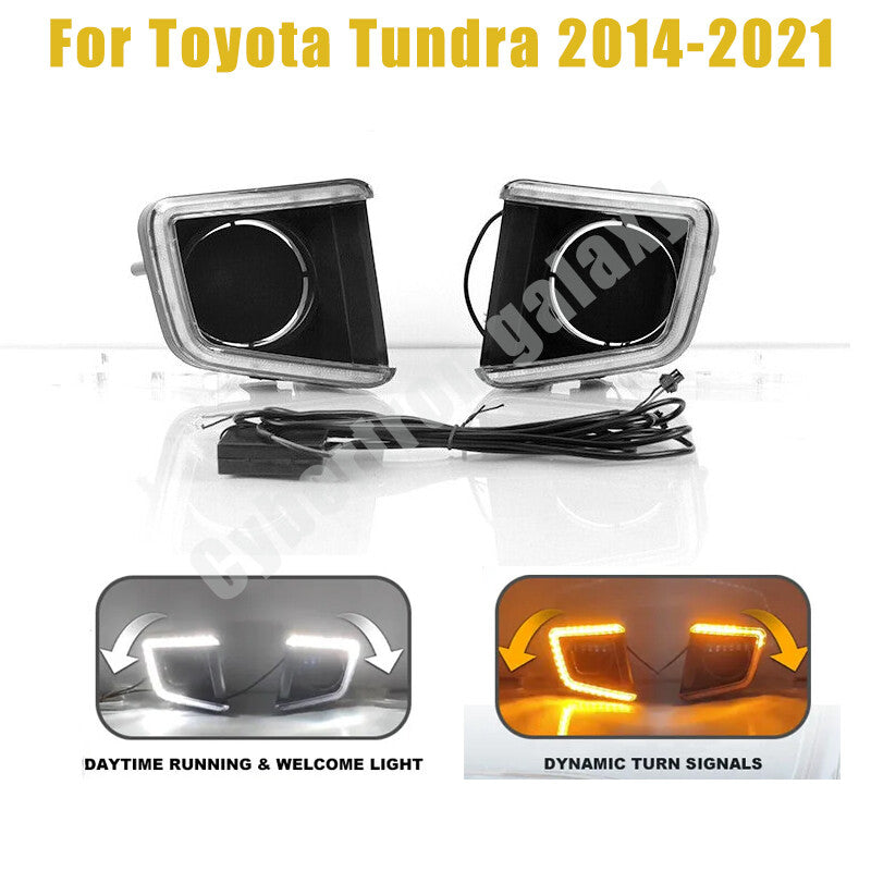 for Toyota Tundra 2014-2021 LED DRL Daytime Running Driving Light w/Turn Signal