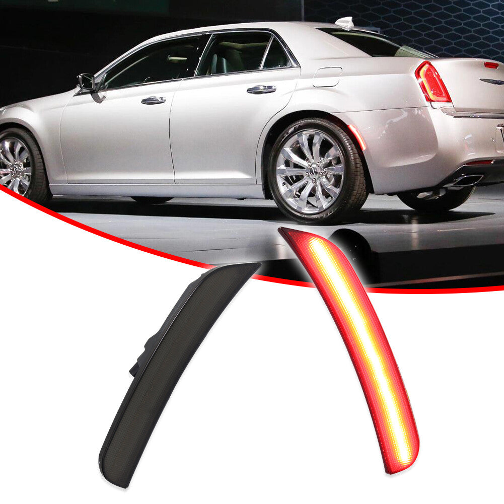 Smoked Lens Red LED Rear Side Marker Lights for 2015 - 2023 for for CHRysler 300 300C - v