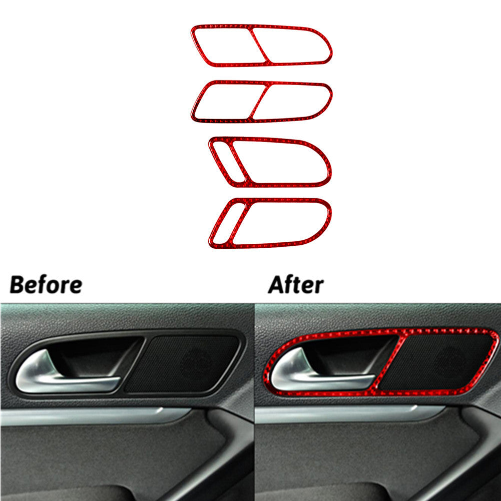 Red Carbon Fiber Rear Window Lift Panel Cover Trim For Sonic 2012-2016 v