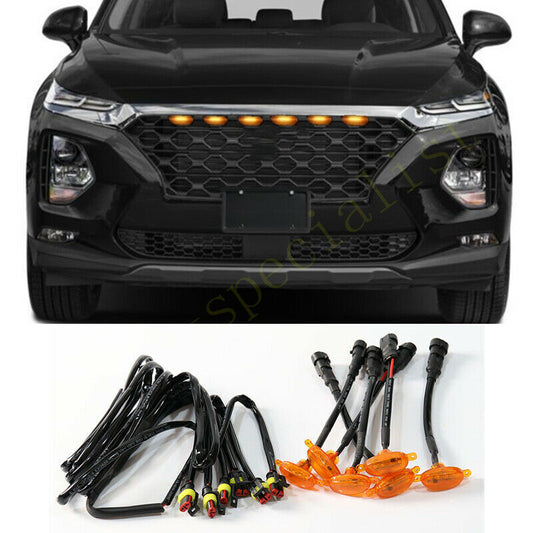 Yellow Style Front Grille DRL Amber Lens Light for Hyundai Santa Fe 19-22