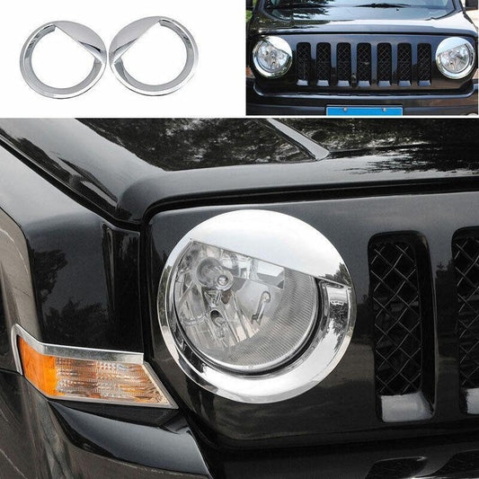 for Jeep Patriot 11-2016 Front Light Headlight Lamp Angry Eyes Trim Cover Chrome