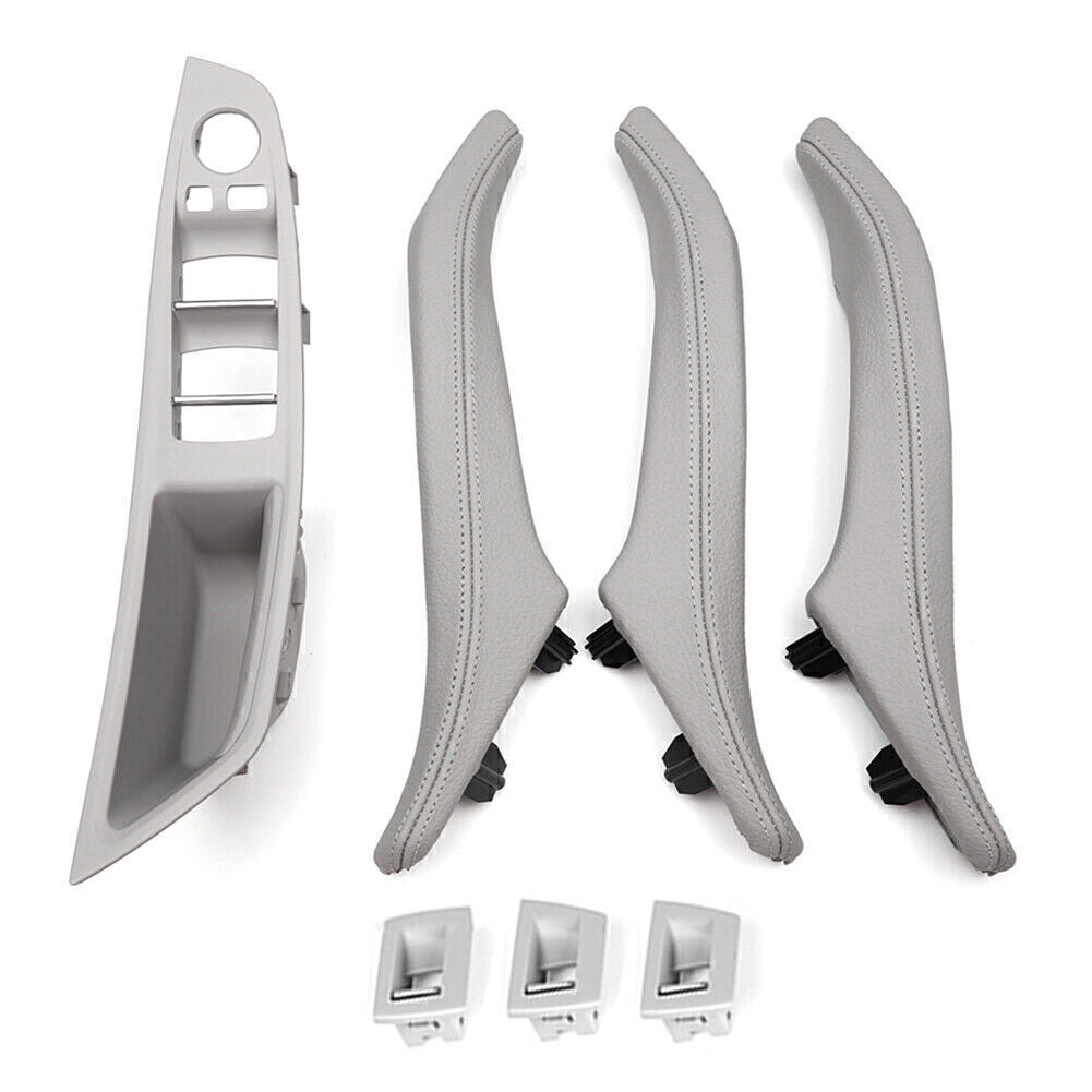 7Pcs Door Trim Pull Handle Real Leather for BMW 5 Series F10 F11 F18 2010-17 LHD