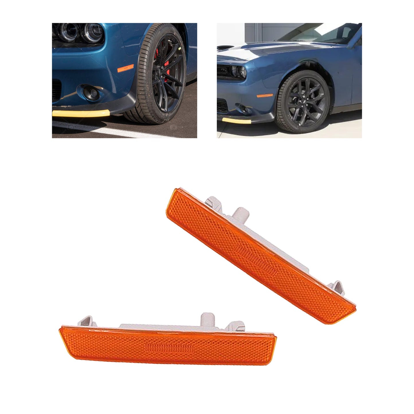 Pair for Dodge for Challenger 2015-20 Amber Lens Front Bumper Side Marker Lamp Light
