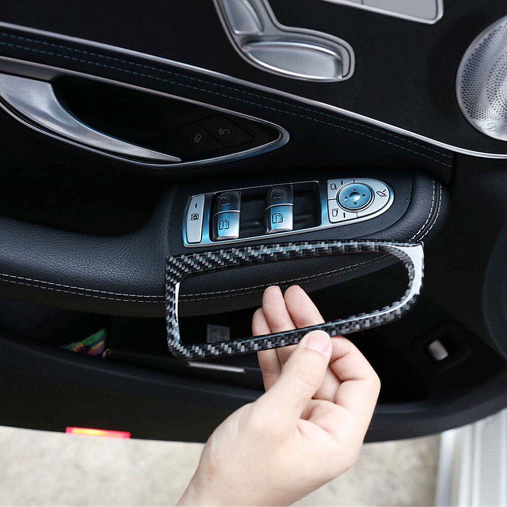 Carbon Fiber Window Lift Switch Button Trim for Benz C GLC Class W205 X253 15-19