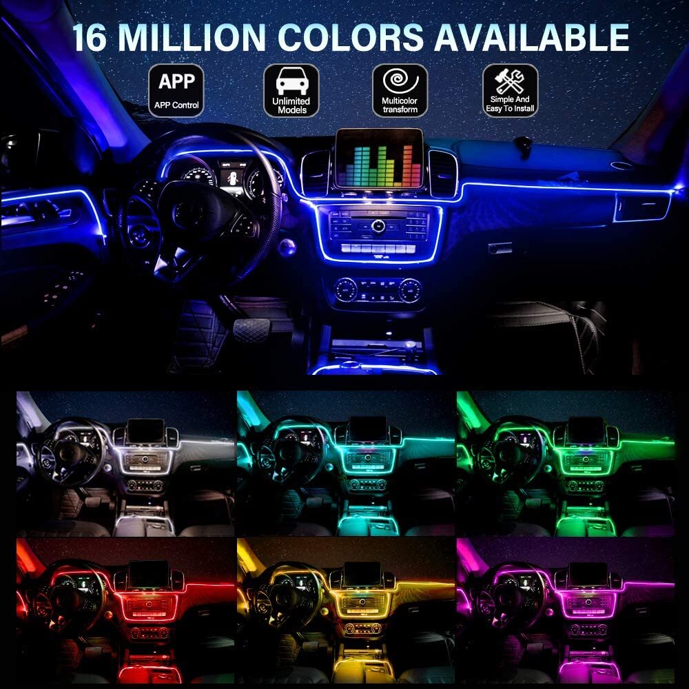 Car LED Interior Strip Light Atmosphere Neon Glow APP Control Ambient Light Kit