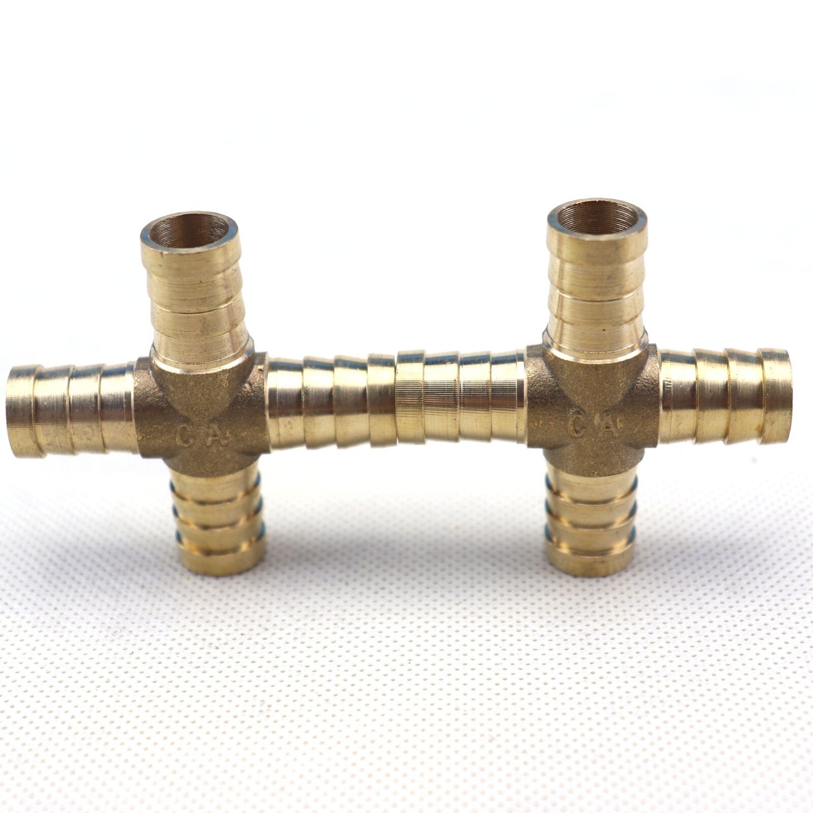 2-piece flexible hose rod, 4-way cross brass fitting, threaded for gas, fuel, water, and air, 1/2 12mm