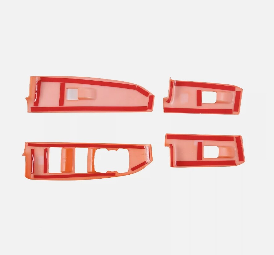Red genuine carbon fiber window lift button cover trim for Corvette C8 2020-2023