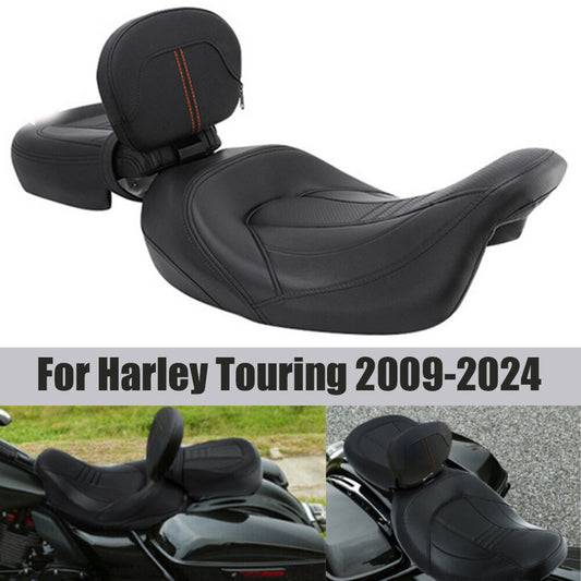 Driver and passenger for seat with rider backrest for Harley-Davidson Touring 2009 - 2024 n