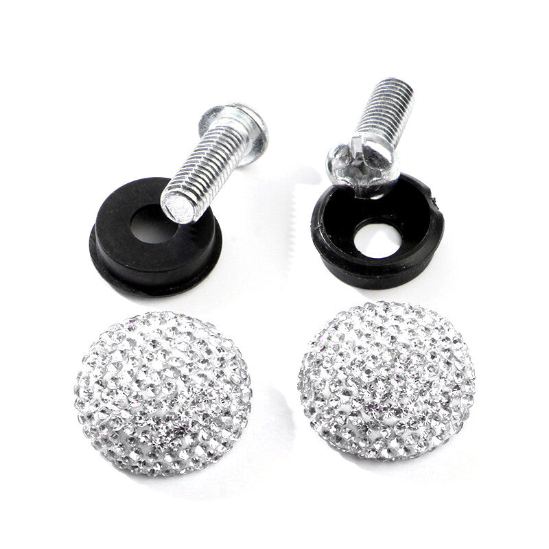 2¡Á Long-lasting Diamond Bling Covers Screw Bolt Cap Crystal License Plate Frame v