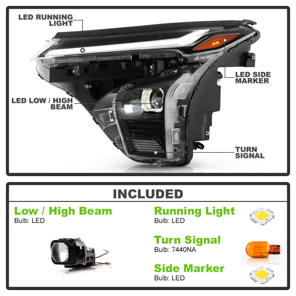 LED DRL Projector Headlight Kit for 2024-2025 for Chevrolet Trax Left and Right Headlights