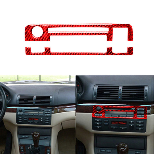 Red Carbon Fiber Center Console CD Panel Trim Cover for BMW 3 Series E46 98-05