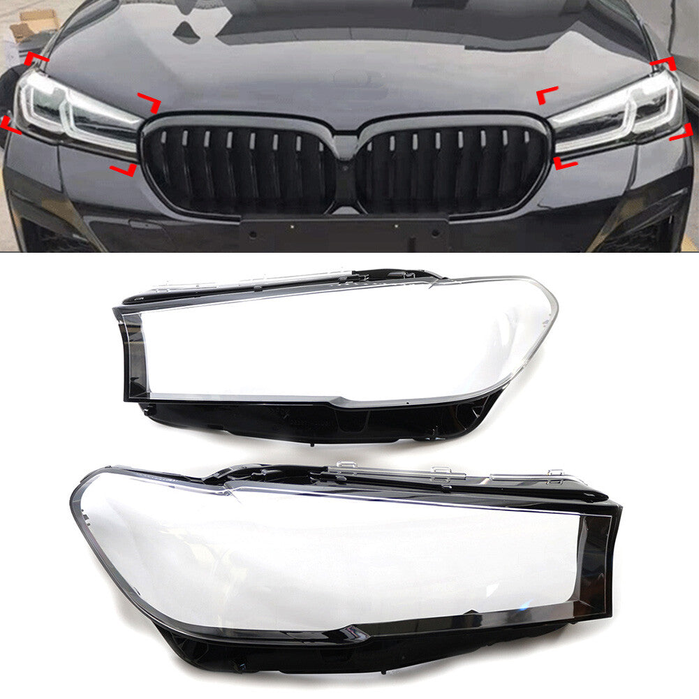 2x Headlight Headlamp Lens Cover Left Right for BMW 5 Series G30 2020-2022 cl