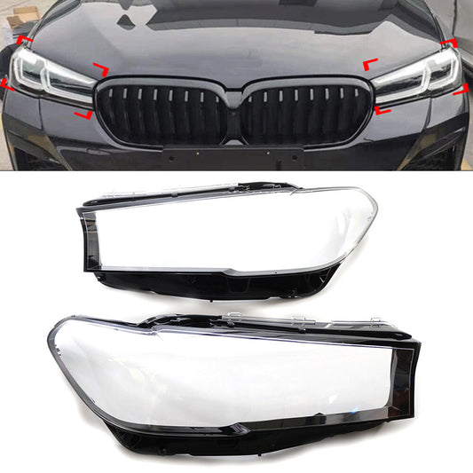 2x Headlight Headlamp Lens Cover Left Right for BMW 5 Series G30 2020-2022 cl
