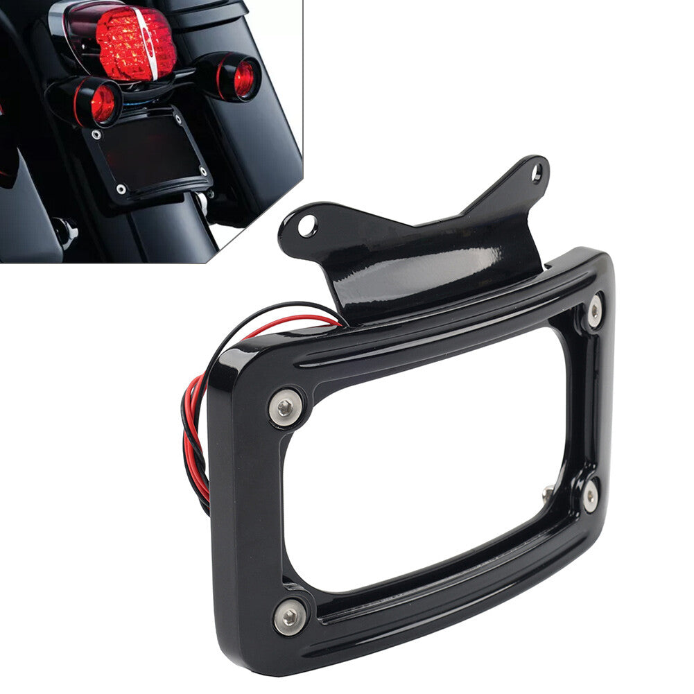 Rear Curved License Plate Frame W/Light for Harley Touring Road Glide FLTRX