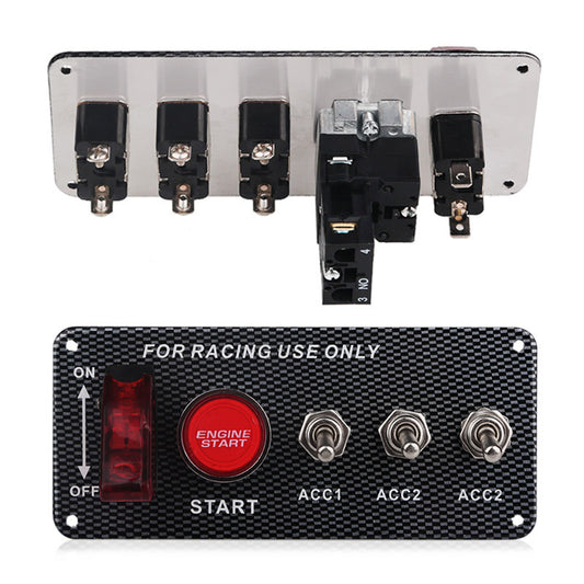 Car Racing Ignition Switch Carbon Fiber Panel Engine Start Push Button Toggle