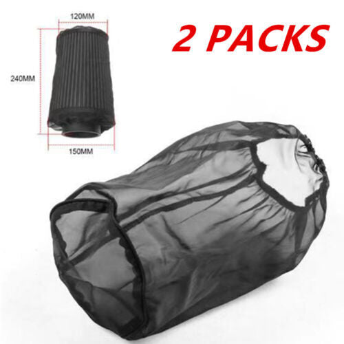 2-Pack Engine Cold Intake Filter Packaging with Mesh Conical Sock Dust Cover