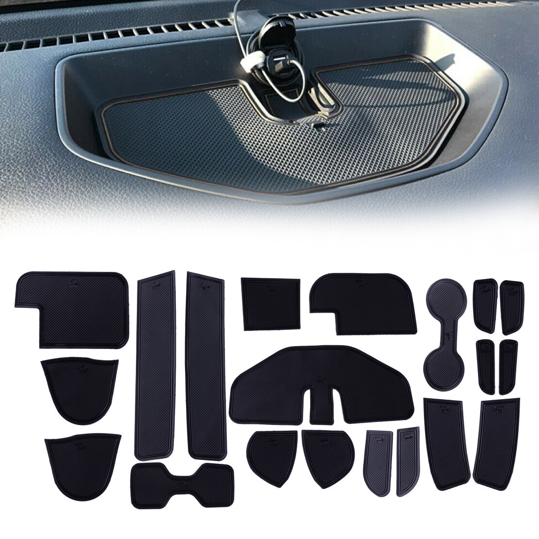 Door Gate Slot Cup Holder Mat Kit Fit for Navara NP300 D23 2015-2022 v