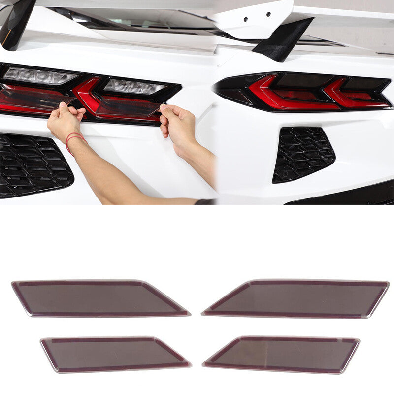 Smoked rear taillight visor kit (4 pieces) suitable for Corvette C8 2020 - 2023 n