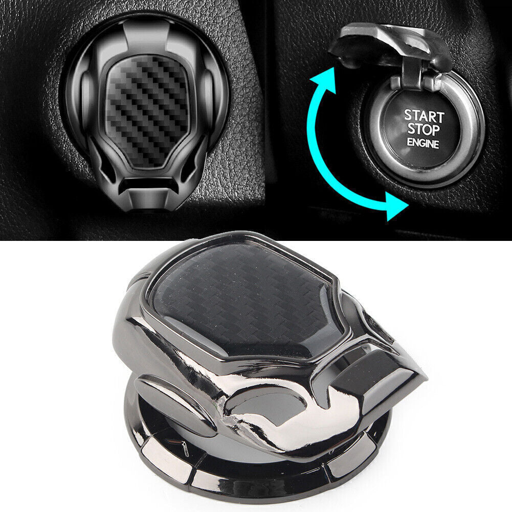 Universal Car Ignition Engine Decor Ring Trim Cover Cap Start Stop Button Black