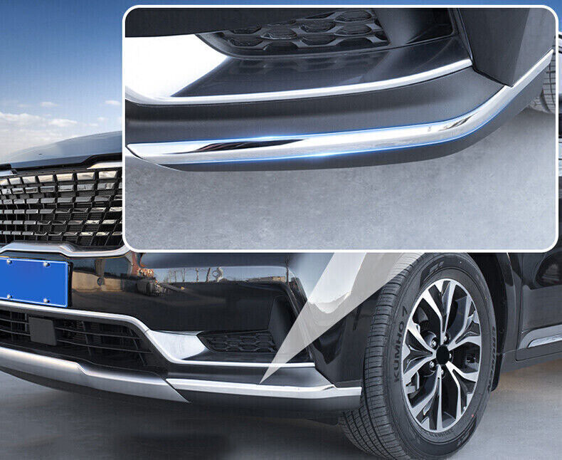 for Kia Carnival 22-24 Silver Steel Front Bumper Corner Cover Anti-rub Lip 2PCS