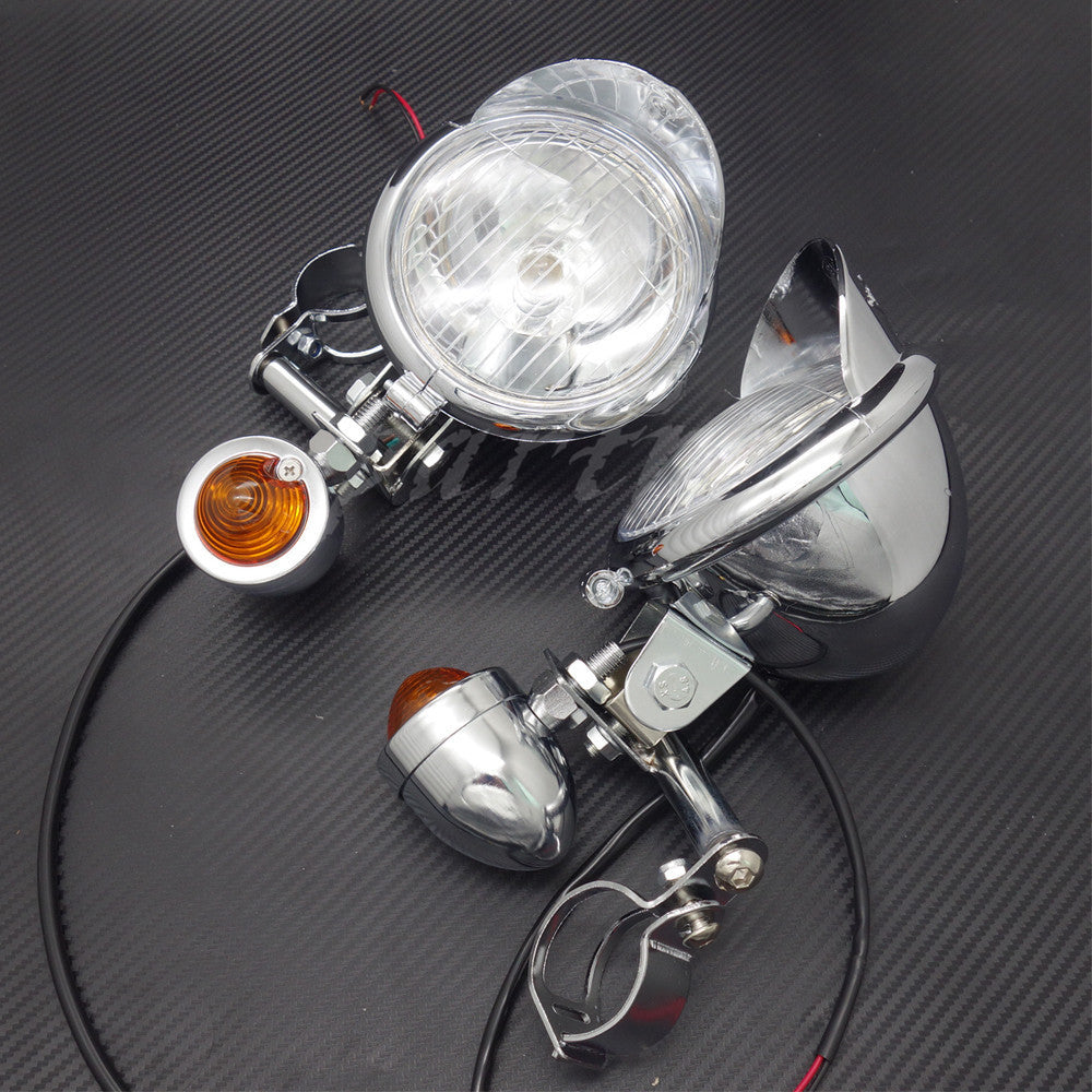 Motorcycle Chrome Turn Signal Driving Fog lights Bar For Touring Chopper Custom Q