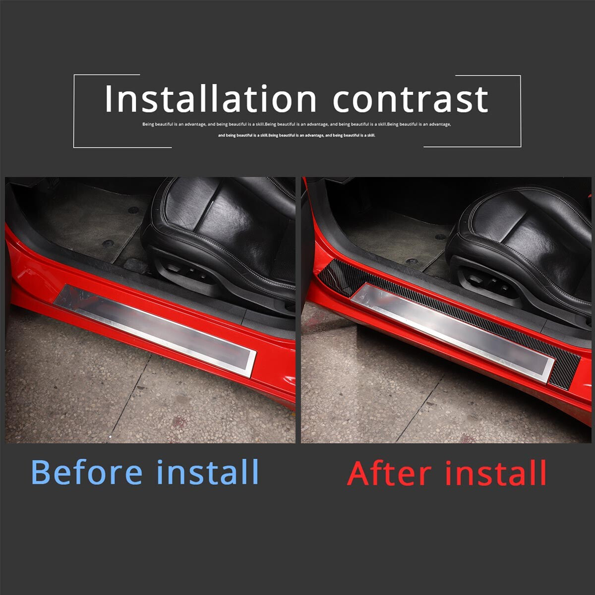 carbon fiber door and window trim strips suitable for Corvette C7 2014-2019. n