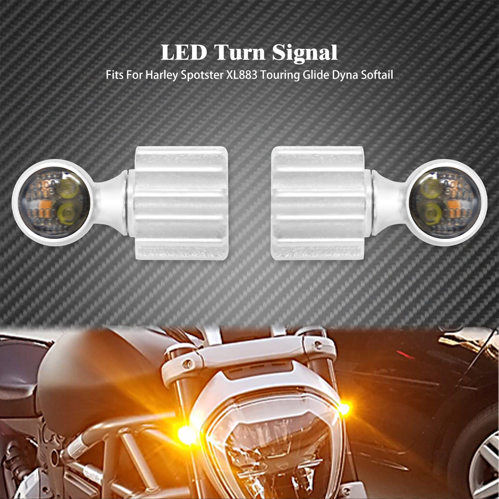 Chrome for Mini LED Turn Signal Running Indicator Blinker Light Fit for Harley Dyna Q