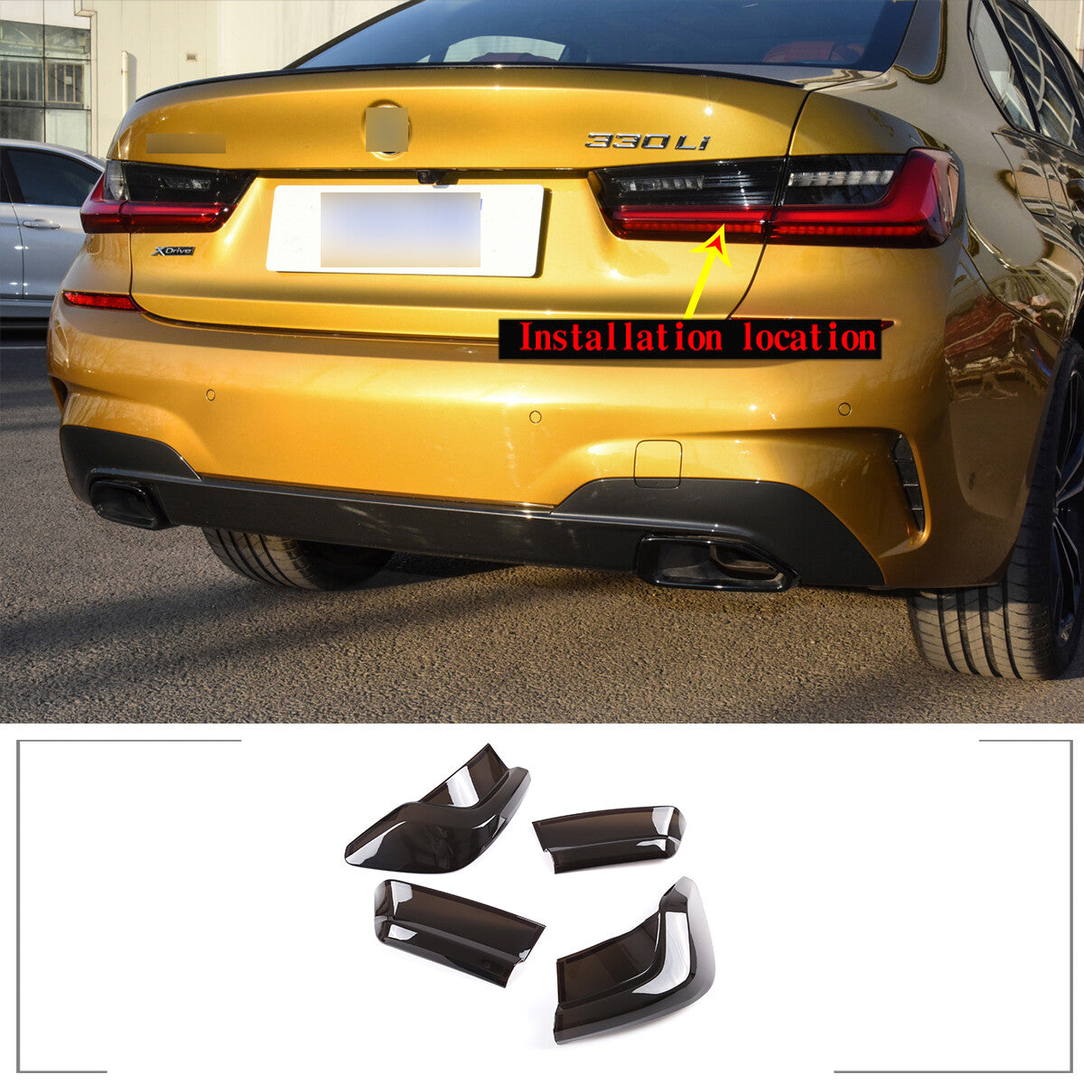 ABS smoked black rear fog light sticker decorative cover suitable for Honda Pilot 2019-2022- v