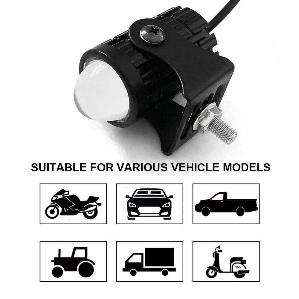 2-Piece Motorcycle Headlight LED Driving Fog Lights, White/Yellow Projector Lights, 12-80V n