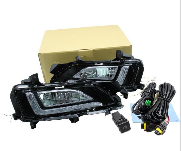 DRL LED Bumper Fog Light Kit w/ Wiring Switch Bezel for Hyundai for Tucson 2019-2021
