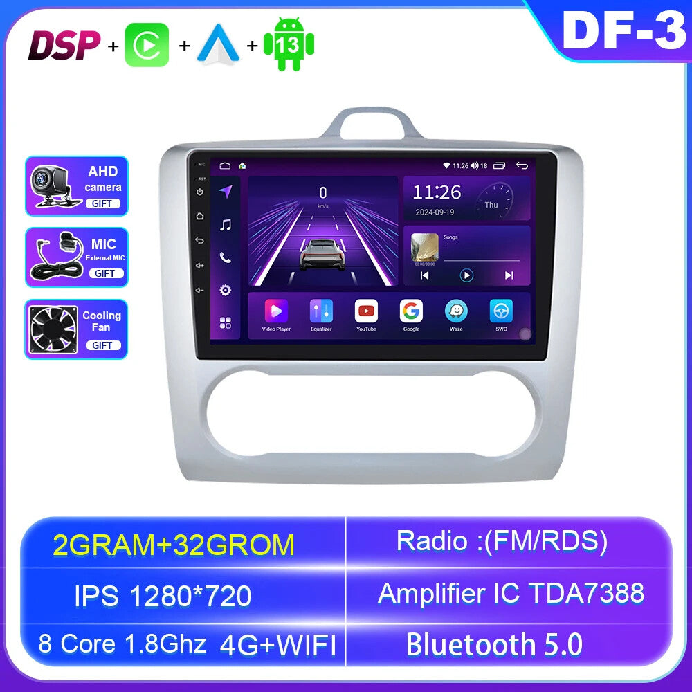 for Ford Focus 2004-2011 Stereo Car Radio CarPlay Screen Multimedia Player GPS