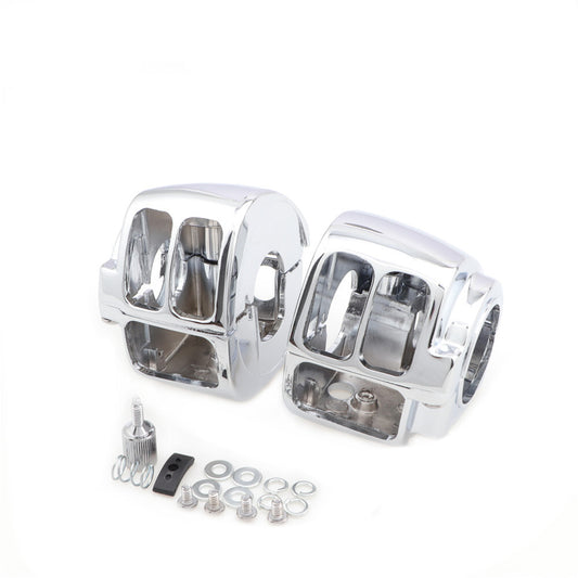 2X Chrome Switch Housing Cover Kit for Harley Sportster 883 1200 Dyna Softail Q