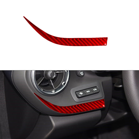 Red Steering Wheel left Panel Trim Carbon Fiber for Chevrolet Camaro 2016-2018