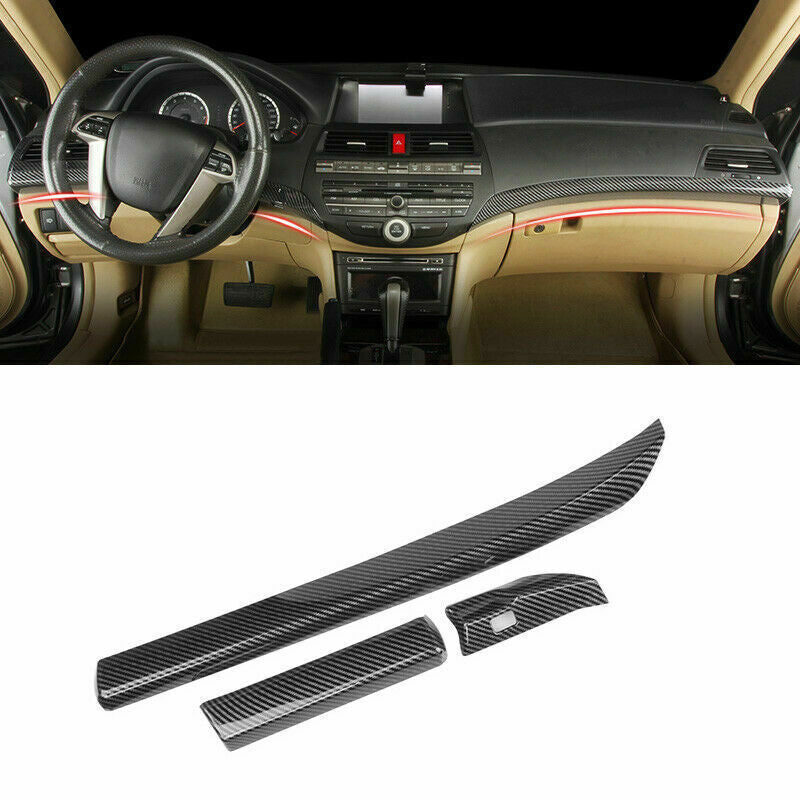 Carbon Fiber Central Console Dashboard Strip Trim FOR 2008-2012 for Honda Accord 8th