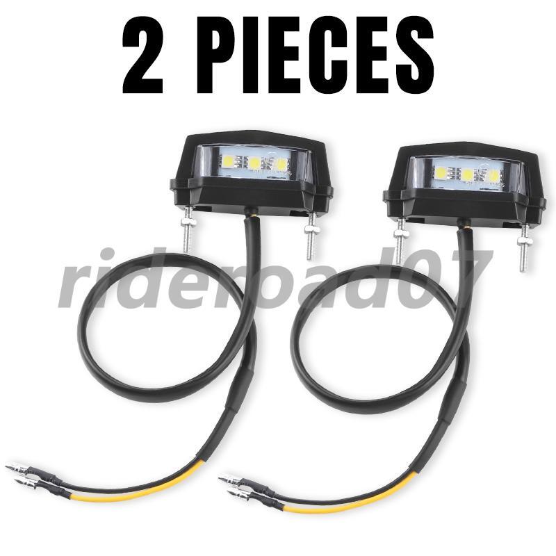 2Pcs 12V ABS Motorcycle Waterproof License Plate White LED Light Lamp Universal
