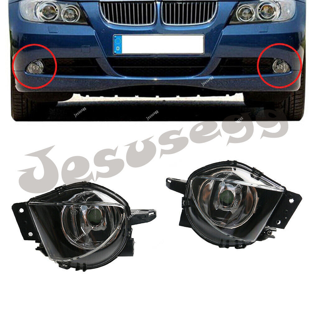 Set of 2 Left + Right Side Front Clear Fog Light Lamp Assembly for BMW 3 Series