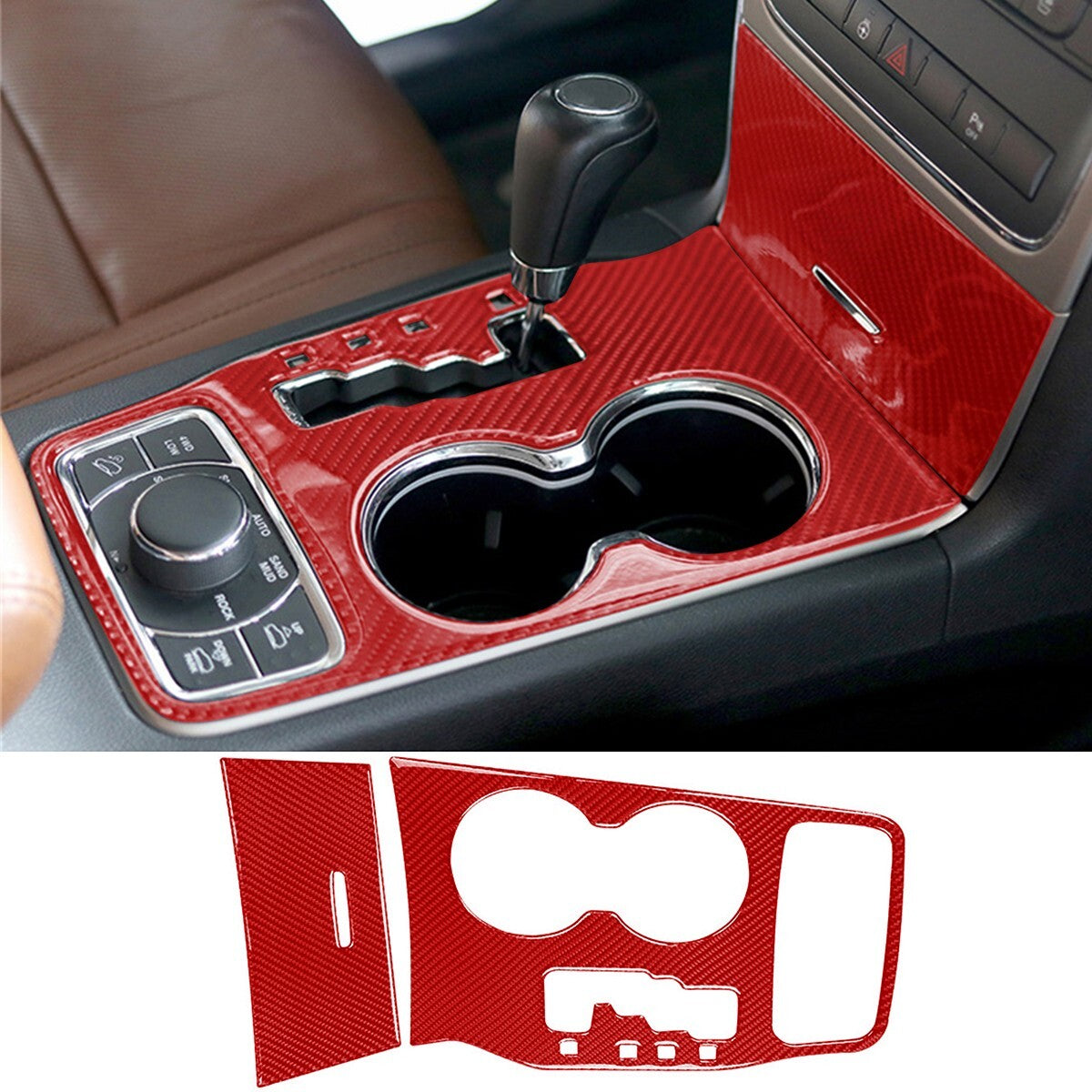 Real Carbon Fiber Gear Shift Trim Panel Cover for Jeep Grand Cherokee 2011- 2013