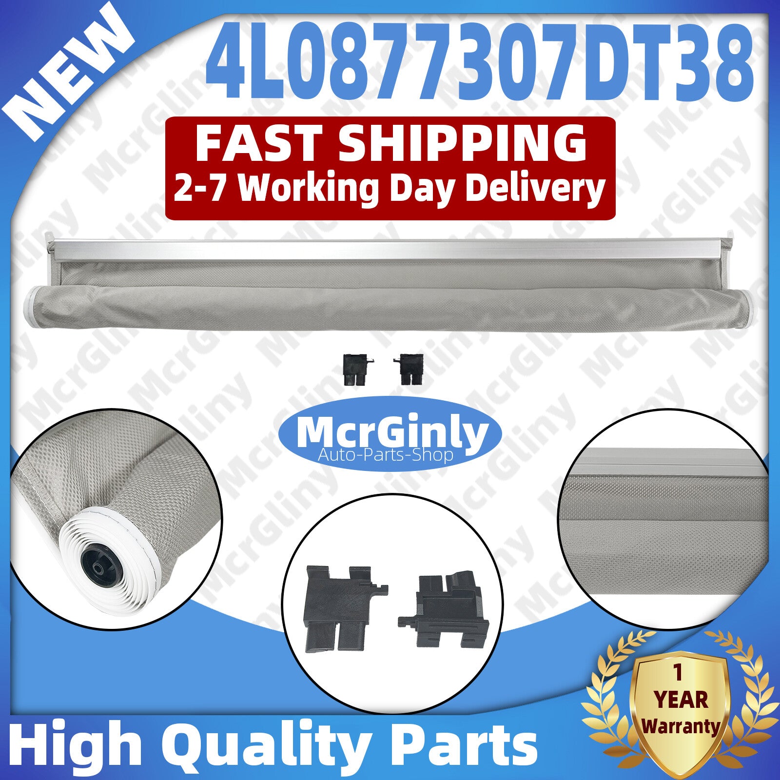 Front sunroof sunshade curtain, gray, 4L0877307CT38, suitable for Audi Q7, 2007-2015. n