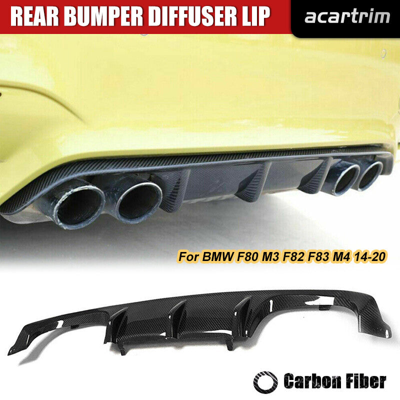 FITS 2015-20 for BMW F8X M3 M4 PERFORMANCE STYLE CARBON FIBER REAR BUMPER DIFFUSER