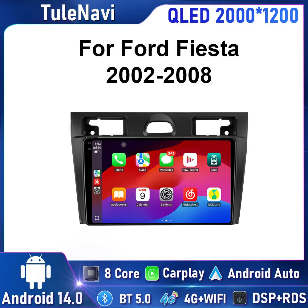 for Ford Fiesta Mk VI 5 Mk5 2002-2008 Carplay Car Radio Android GPS Multimedia