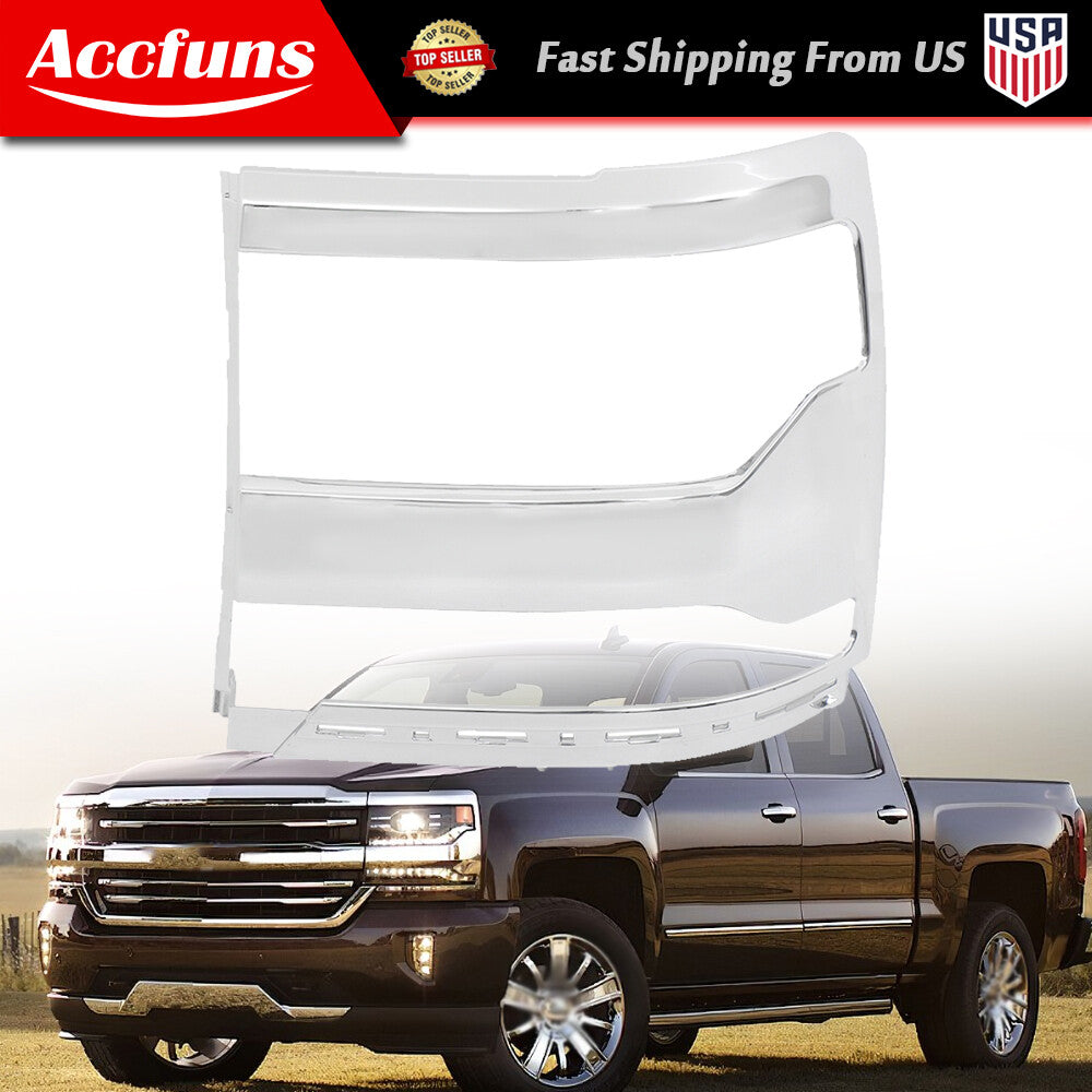 Suitable for 16-18 Silverado 1500 chrome headlight projector decorative frame protective cover LH- n