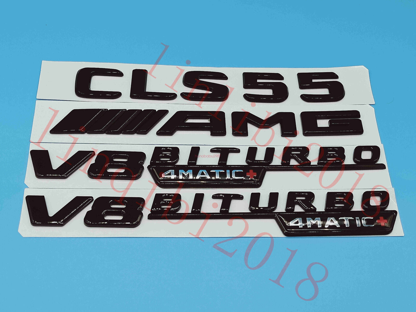 1SET Gloss Black Flat CLS55 AMG V8 BITURBO Trunk Embl Badge Sticker fit AMG