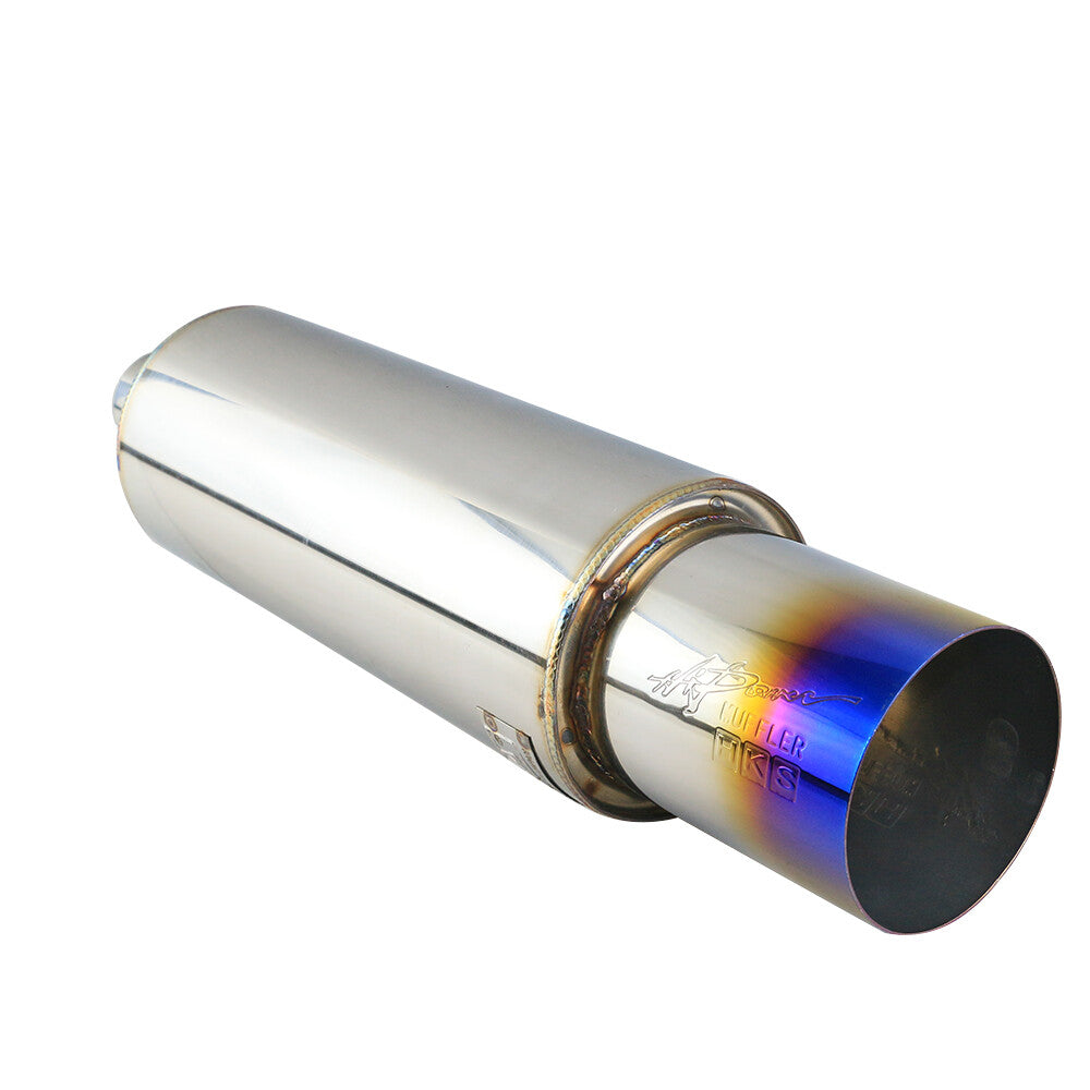 2 inlet 4 outlet Straight Flow Racing Exhaust Muffler Tip Body 5 520mm