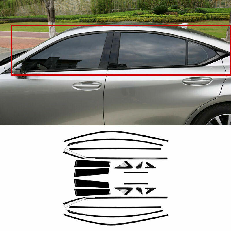 Glossy Black Steel Window Frame Sill Trim Cover For 19-2022 for Lexus ES350/300h/250
