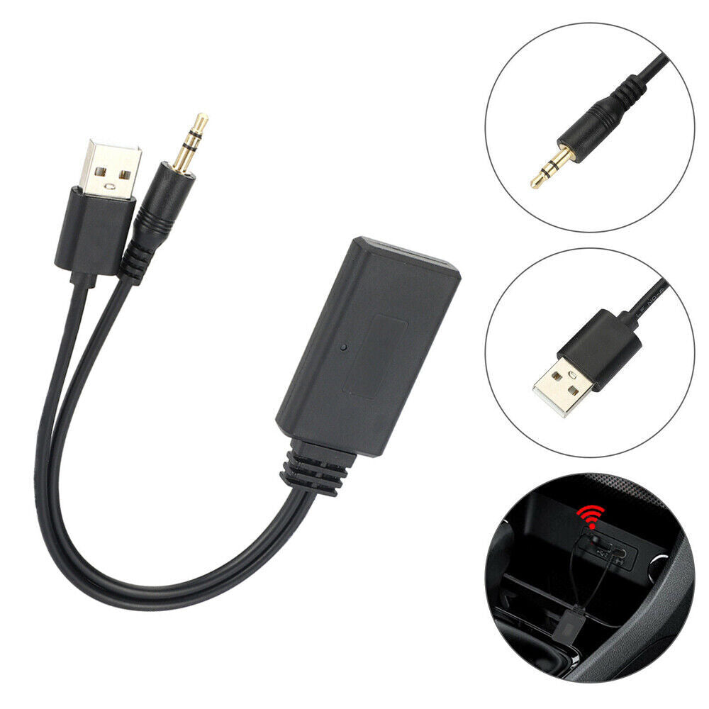 Bluetooth 5.0 Receiver Adapter USB + 3.5mm Jack Stereo Audio For Car AUX Speaker
