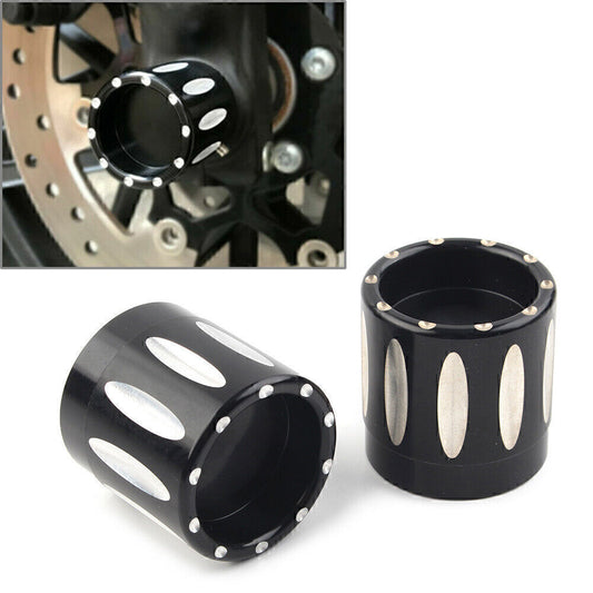 Black CNC Front Axle Nut Cap Cover Bolt Kit for Harley Touring Softail Road King Q