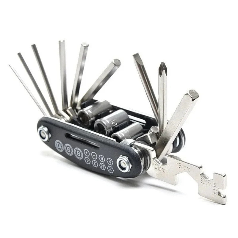 Multi-Function Motobike16 In1 for Mini Fold Repair Wrench Socket Screwdriver Tool
