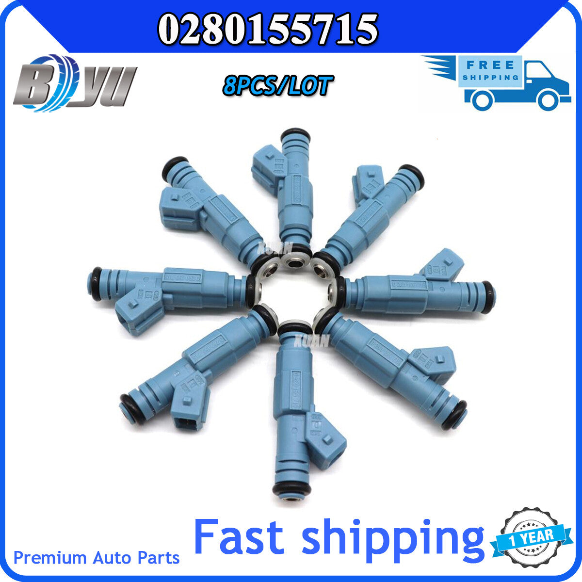Package (8) Fuel Injectors for 1996-99 for Dodge for RAM 1500 2500 3500 5.2L 5.9L 0280155715- v
